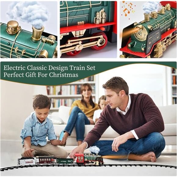 Train Set with Remote Control - Christmas Train Toys - Steam Locomotive - Picture 5 of 7